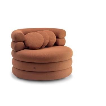 Imagem de Poltrona Estofada Giratória Redonda Orgânica 1,00mt Awa Tecido Terraco