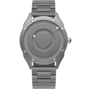 Imagem de EUTOUR Relógios masculinos designer à prova d'água analógico relógio de quartzo masculino relógio de pulso de aço inoxidável moda relógio grande para homem, Mostrador preto, rebites prateados