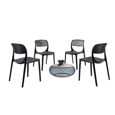 Imagem de Conjunto com 4 Cadeiras Zoe Preta em Polipropileno Moderna Mobília