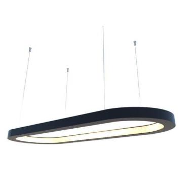 Imagem de Lustre Pendente Retangular LED 35w 2700k 80cm em Madeira - FOXLustres,