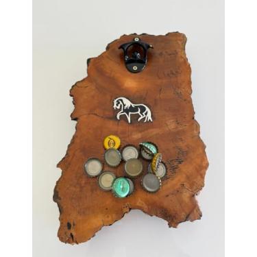 Imagem de Abridor de Garrafa Magnético em Madeira Peroba Rosa Rústico de Parede