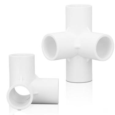 Imagem de 10 peças de tubo de cotovelo de 4 vias, conector de tubo de saída de encaixe de PVC 25 mm kit conjunto de saída conector de tubo de grau de móveis acessórios de canto para conexão de móveis (branco)