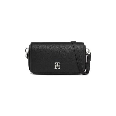 Imagem de Tommy Hilfiger Bolsa transversal com aba com emblema, Preto