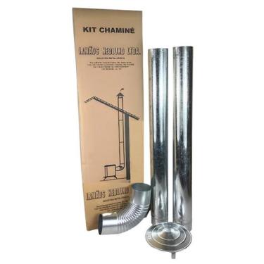Imagem de Kit Chaminé Em Aço Galvanizado Com 2 Canos 115mm Para Casa Fogão a Len