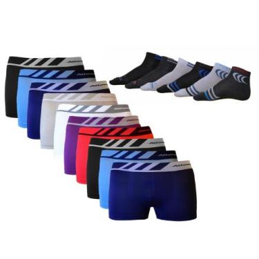 Imagem de Kit 10 Cuecas Box E Meias 12 Pares Atacado Revenda Oferta - WM, M