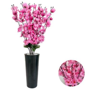 Imagem de Cerejeira Pessegueiro Flor Artificial + Vaso Cone Decorativo - PlantaI