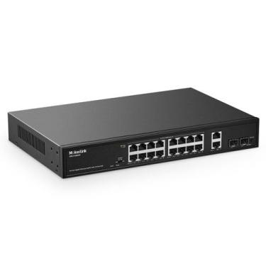 Imagem de Switch Ethernet Gigabit PoE MokerLink 20 Portas - 200W - Gabinete Metá