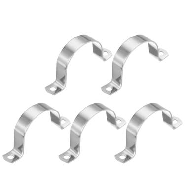 Imagem de PATIKIL Correia de tubo rígido de 2-1/4" (57 mm), 5 peças braçadeira de conduíte de aço inoxidável 304 2 furos engrossar suporte de tubo braçadeira de tubo para fixação de fio de cabo de tubulação