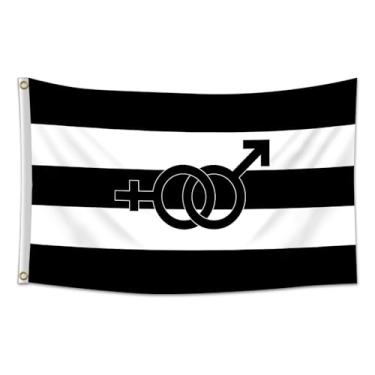 Imagem de DecrPlus Bandeiras heterossexuais reta orgulho desfile bandeira 9,5 x 1,5 m dupla face decoração de dormitório (preto)