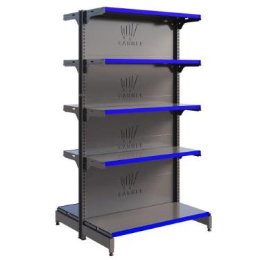 Imagem de Gôndola Fit Centro 1 Inicial 2,02m Bandejas Regulaveis Para Mercados A