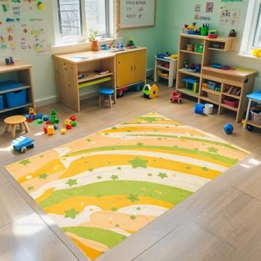 Imagem de Lacomfy Tapete infantil arco-íris 7 x 12 cm, para meninos e meninas, quarto, sala de estar, rosa, macio, antiderrapante, colorido, lavável, arco-íris, tapete