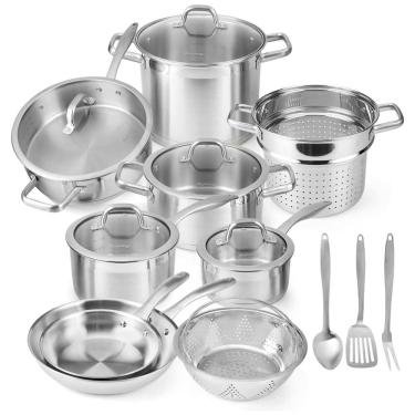 Imagem de Conjunto de Panelas e Frigideiras de Aço Inoxidável, Peças, DUXTOP SSIB 17, Prateado