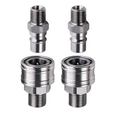 Imagem de Ciuouient Acessórios rápidos de fixação hidráulica compatíveis com mini escavadeira hidráulica (2 conectores macho e 2 fêmea)