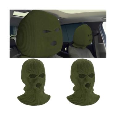 Imagem de AUCELI Capa de encosto de cabeça de carro, acabamento de encosto de cabeça de assento de 2 peças, chapéu engraçado personalizado Terylene para capa de cabeça de assento de carro, protetores de encosto