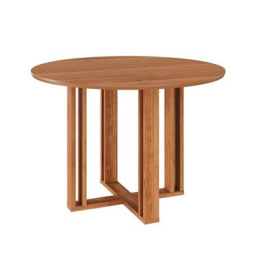 Imagem de Mesa de Jantar Redonda com Tampo MDF Flora Cinamomo 110 cm - Modern
