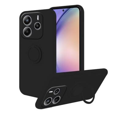 Imagem de Anlalish Capa fina de silicone compatível com Xiaomi Redmi Note 14 4G, capa fina para Xiaomi Redmi Note 14 4G com suporte de anel magnético (preto)