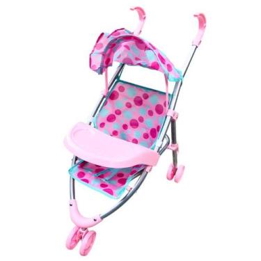 Imagem de Carrinho De Passeio 3 Rodas Rosa Bebê Reborn Para Comidinha - Dm Toys