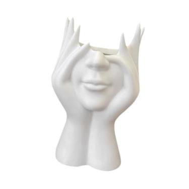 Imagem de WeiLaiKeQi Formulário feminino Vaso de flor Pote de flores Decorativo Half corpo Vaso de flor Branco Pen do portador da estante de estante de livros Party