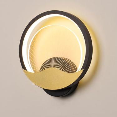 Imagem de Luminária de parede de 12 W, luminária de parede redonda simples de alumínio + acrílico, arandela LED de três cores com escurecimento, luz de parede de decoração interna para corredor de qua