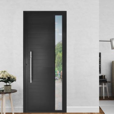 Imagem de Porta de Alumínio Lambril 210x100cm Visor e Puxador Lado Direito Hale Esquadrias