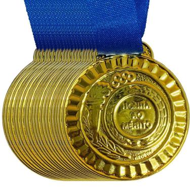 Imagem de Kit 200 Medalhas 44mm Honra Ao Mérito Participação Premio ouro
