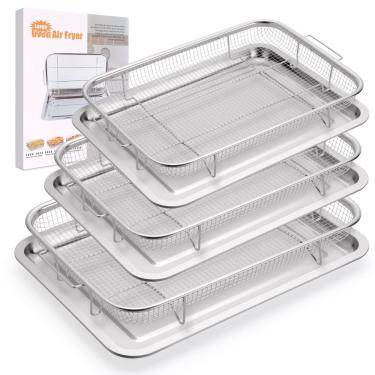 Imagem de Pacote de 3 cestos de fritadeira Air Fryer para forno de aço inoxidável donguli