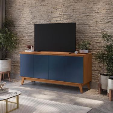 Imagem de Aparador Kappesberg 4 Portas Canela/azul 156cm