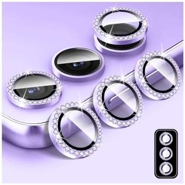Imagem de Zeponny Protetor de lente de câmera Diamond para Samsung Galaxy S24/S23/S23+/S23 FE, protetor de tela traseira de vidro temperado 9H, anel de proteção de metal de alumínio individual antiarranhões