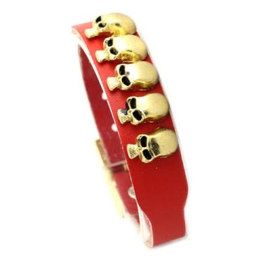 Imagem de Heavstjer Pulseira de liga punk rock, cravejada, cravejada, com fivela de cinto, pulseira de couro fino, liga metálica, Sem Pedra Preciosa