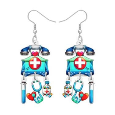 Imagem de DALANE Brincos de acrílico engraçados de enfermeira, para mulheres, mãe, tema médico, símbolo, estudantes, graduação, apreciação, joias, presentes de agradecimento de enfermagem, para enfermeiras