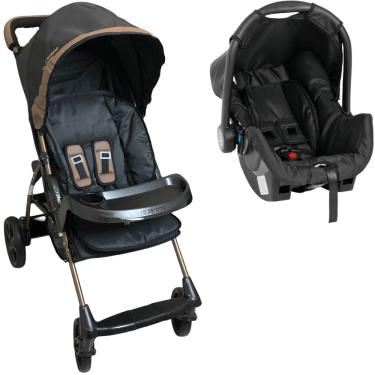 Imagem de Carrinho de Bebe com Bebe Conforto Galzerano Romano Preto Cobre