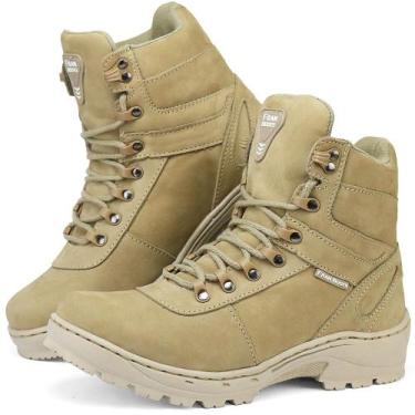 Imagem de Bota Cotuno Militar Cano Curto Couro Legitimo - Areia - SapatoFran, 43