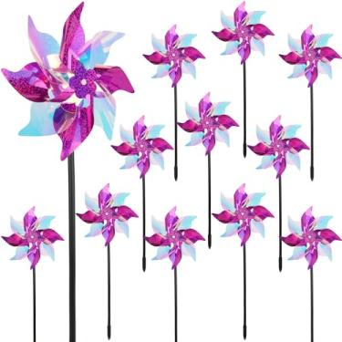 Imagem de winemana 12 Cata-Ventos Refletivos Para Áreas Externas, Quintal E Jardim, Repelente De Pássaros Brilhante, Moinho Vento Espantar Pássaros, Dispositivos Dissuasores Pátio Externo, Gramado, Decoração