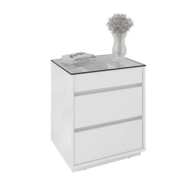 Imagem de Mesa de Cabeceira 3 Gavetas Belize Branco - Casa D