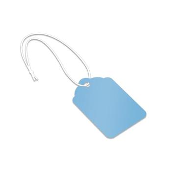 Imagem de SmartSign (Pacote com 1000) Etiquetas de mercadoria em branco azul escuro com cordas pré-anexadas – Tamanho 5, cartolina em branco de 12 pontos de espessura com parte superior recortada, 4,4 cm x 2,9