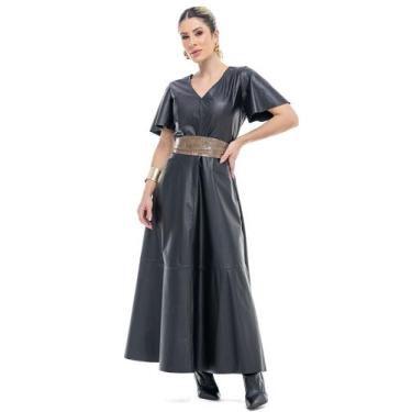Imagem de Vestido Jolie Couro Legítimo Pele Mania - PV2945, Preto, P