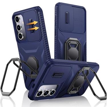Imagem de XYZ Capa para Samsung Galaxy S24FE com suporte, capa de telefone com capa de câmera deslizante, [suporte de anel duplo dobrável] [grau militar] capa protetora à prova de choque para Samsung S24FE