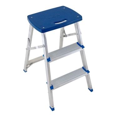 Imagem de Escada 3 Degraus Tipo Banqueta Até 120 Kg De Alumínio 5107 - Mor