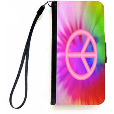 Imagem de Rikki Knight Capa carteira flip colorida com logotipo da paz rosa com aba magnética para Apple iPhone 5c