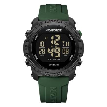 Imagem de NAVIFORCE Relógio digital masculino esportivo, impermeável, com cronômetro, alarme, pulseira de borracha, relógio de pulso feminino, Verde, esportivo
