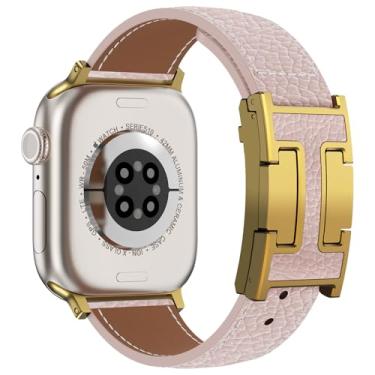 Imagem de CHANCHY Pulseira magnética de couro compatível com Apple Watch Ultra SE séries 10/9/8/7/6/5/4/3/2/1 de 40 mm, 38 mm, 41 mm, 42 mm, 45 mm, 46 mm, 40 mm, 38 mm, 41 mm, 44 mm, 45 mm e 46 mm