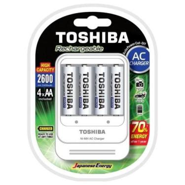 Imagem de Carregador de Pilhas Toshiba com 4 Pilhas AA 2600mAh