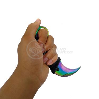 Imagem de Knife Rainbow Karambit Com Fio Manobras Arco Iris Inox