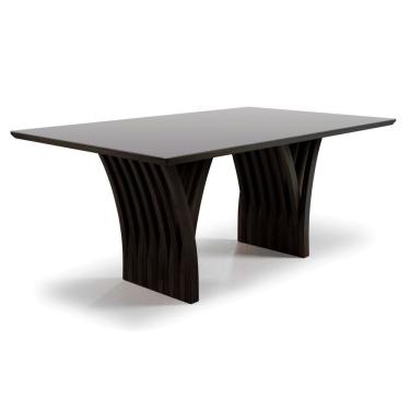 Imagem de Mesa Yady 180 Vidro Off White Acabamento Tabaco