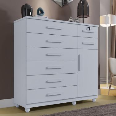 Imagem de Cômoda New Vitória 1 Porta 8 Gavetas Benetil Cor:branco