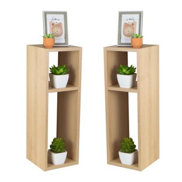 Imagem de Kit 2 Mesa De Cabeceira Carvalho Cama Solteiro Quarto Sala 20cm