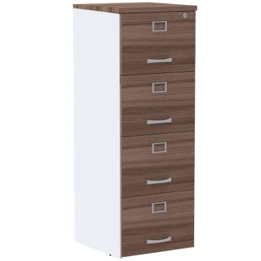 Imagem de Armário De Arquivo Oficio Pe25 Pandin 45,70 Cm (Largura) Em Mdp Walnut E Branco 4 Gavetas