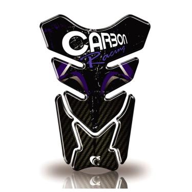 Imagem de Protetor De Tanque Adesivo Resinado Carbon Racing Serve Em Todos As Motos Cor Azul