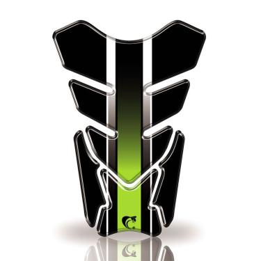 Imagem de Protetor De Tanque Adesivo Listra, Moto Honda, Yamaha E Suzuki Varias Verde E Preto