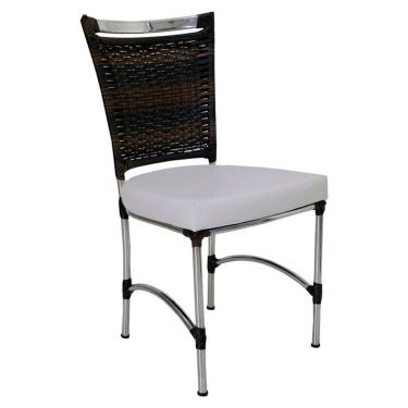 Imagem de Cadeira Em Alumínio E Fibra Sintética Jk Cozinha Edícula Pedra Ferro E Branco Desenhado